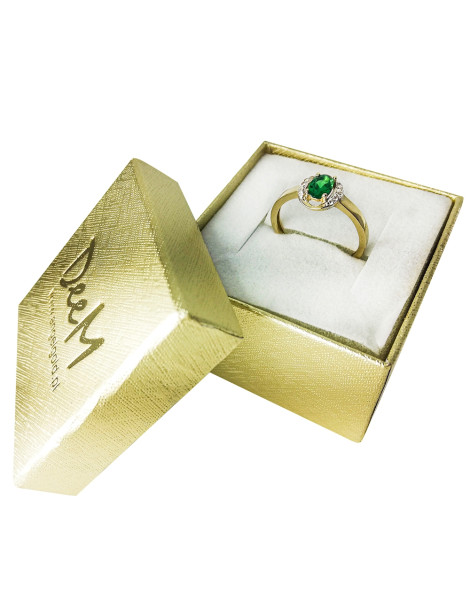 ZŁOTY PIERŚCIONEK ZARĘCZYNOWY ZE SZMARAGDEM PR. 585