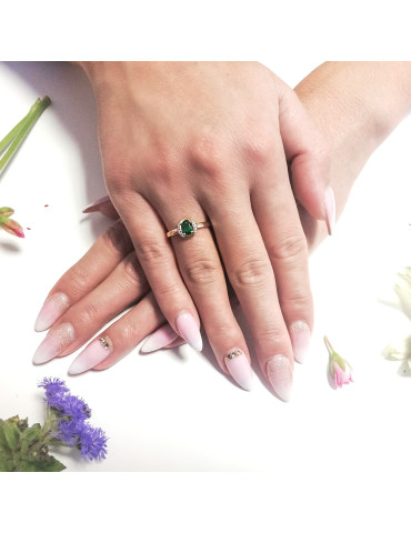 ZŁOTY PIERŚCIONEK ZARĘCZYNOWY ZE SZMARAGDEM PR. 585