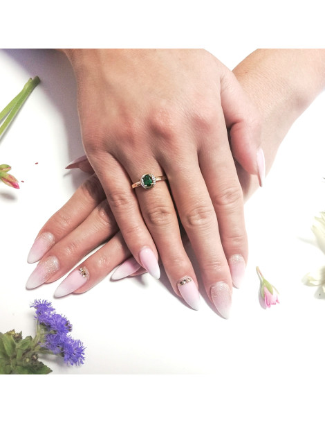 ZŁOTY PIERŚCIONEK ZARĘCZYNOWY ZE SZMARAGDEM PR. 585