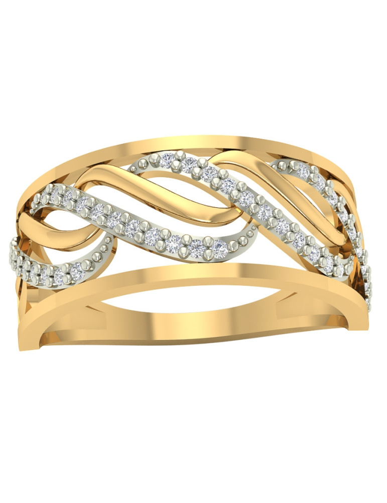 SZEROKI PIERŚCIONEK Z AŻUROWYMI FALAMI ZŁOTO 585