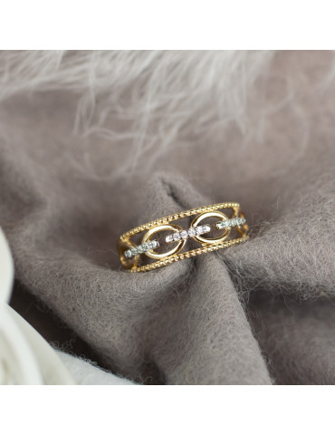 ZDOBIONY PIERŚCIONEK ZE ZŁOTA 14-KARATOWEGO Z CYRKONIAMI