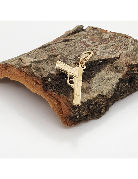 ZŁOTY CHARMS PISTOLET SPLUWA BROŃ PR. 333
