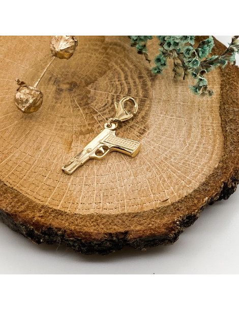 ZŁOTY CHARMS PISTOLET SPLUWA BROŃ PR. 333