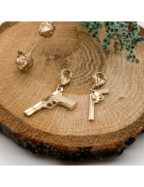 ZŁOTY CHARMS PISTOLET SPLUWA BROŃ PR. 585