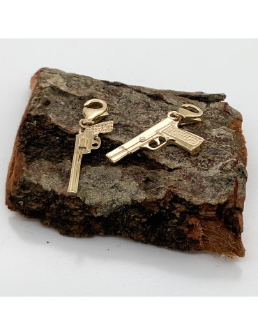 ZŁOTY CHARMS PISTOLET SPLUWA BROŃ PR. 585