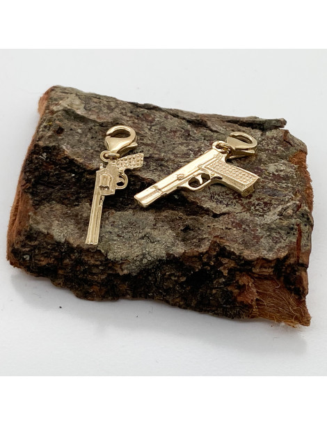 ZŁOTY CHARMS PISTOLET SPLUWA BROŃ PR. 585