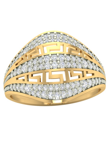 PIERŚCIONEK Z AŻUROWYM WZOREM GRECKIM ZŁOTO 585 CYRKONIE