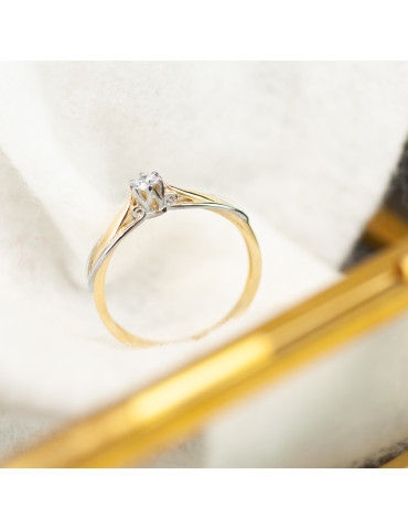 KLASYCZNY PIERŚCIONEK ZARĘCZYNOWY ZE ZŁOTA 585 RODOWANY