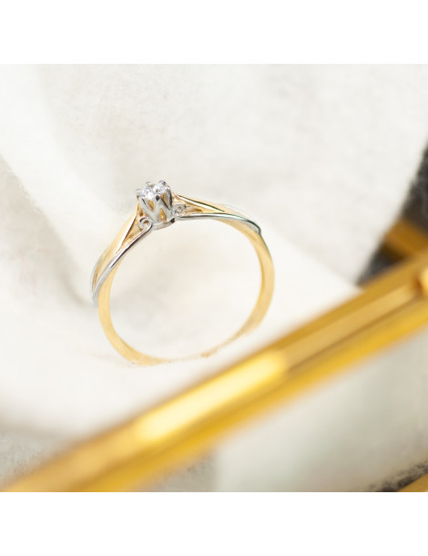 KLASYCZNY PIERŚCIONEK ZARĘCZYNOWY ZE ZŁOTA 585 RODOWANY