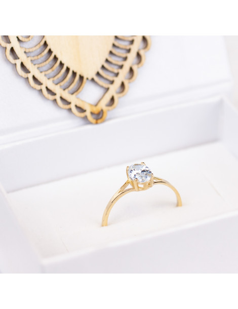 PIERŚCIONEK Z OKAZAŁĄ CYRKONIĄ ZŁOTO 585