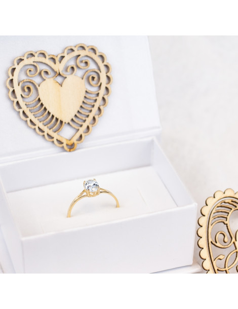 PIERŚCIONEK Z OKAZAŁĄ CYRKONIĄ ZŁOTO 585