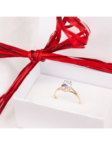 KLASYCZNY PIERŚCIONEK Z DUŻĄ CYRKONIĄ ZŁOTO 585