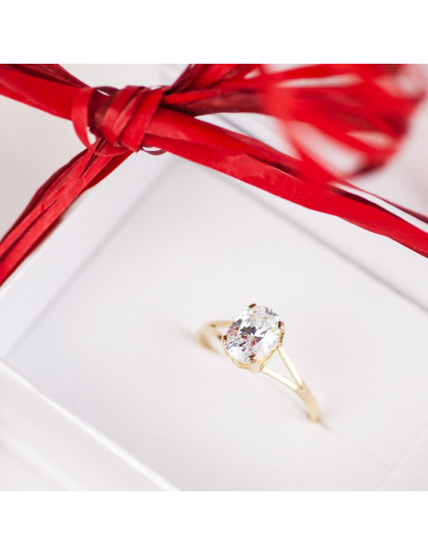 KLASYCZNY PIERŚCIONEK Z DUŻĄ CYRKONIĄ ZŁOTO 585