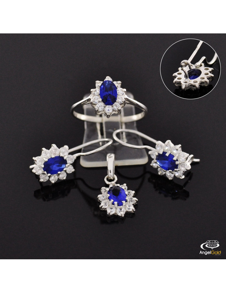 SREBRNY KOMPLET KARMAZYCJE Z CYRKONIAMI PR. 925 RÓŻNE KOLORY