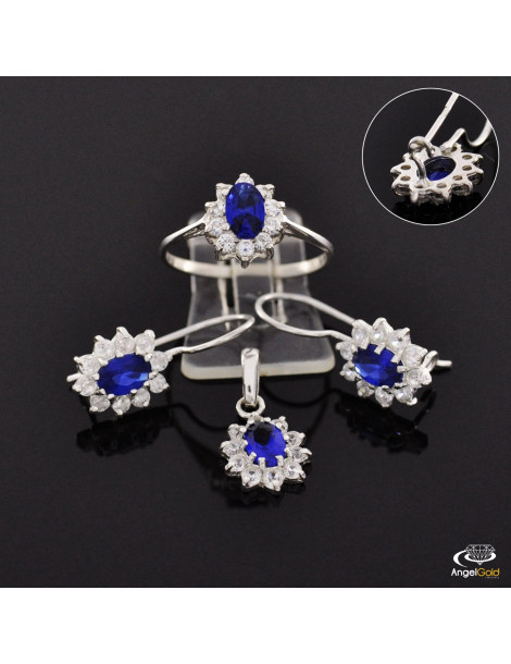 SREBRNY KOMPLET KARMAZYCJE Z CYRKONIAMI PR. 925 RÓŻNE KOLORY