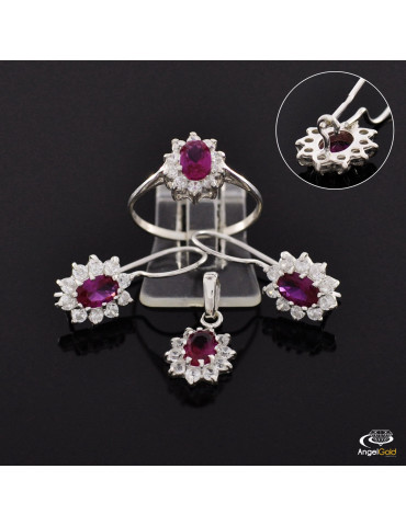 SREBRNY KOMPLET KARMAZYCJE Z CYRKONIAMI PR. 925 RÓŻNE KOLORY