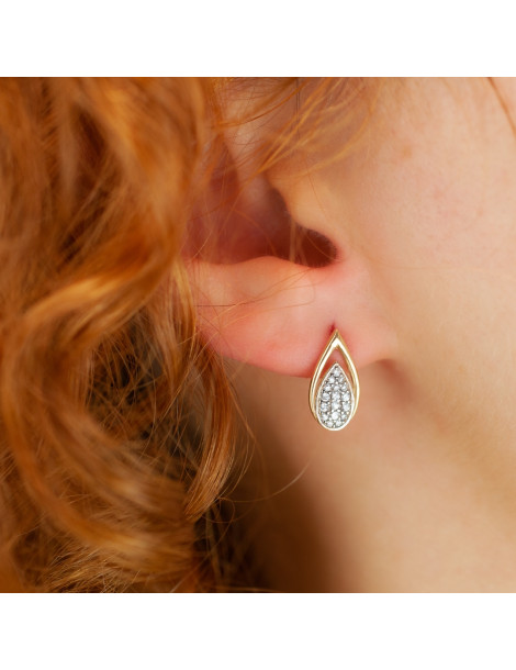 ZŁOTY KOMPLET ŁEZKI Z CYRKONIAMI PR. 585