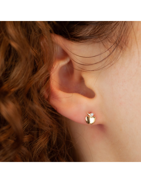 ZŁOTE KOLCZYKI JABŁUSZKA Z CYRKONIAMI NA SZTYFT PR. 333