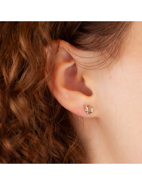 ZŁOTE KOLCZYKI LISKI Z CYRKONIAMI NA SZTYFT PR. 585