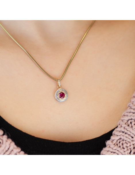 ZŁOTY WISIOREK KÓŁKO Z RUBINEM PR. 585