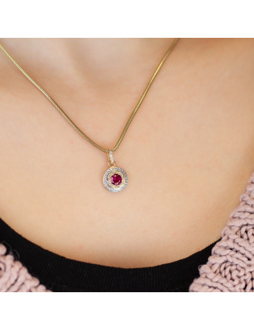 ZŁOTY KOMPLET KÓŁKA Z RUBINAMI PR. 585