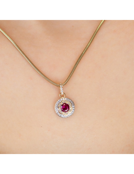 ZŁOTY KOMPLET KÓŁKA Z RUBINAMI PR. 585