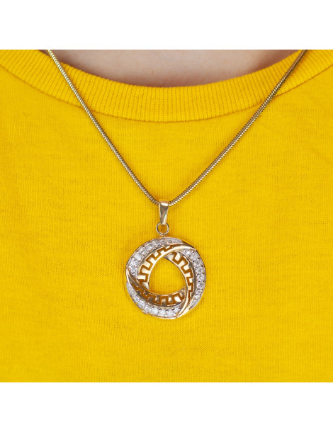 ZŁOTY WISIOREK KOŁO WZÓR GRECKI Z CYRKONIAMI PR. 585