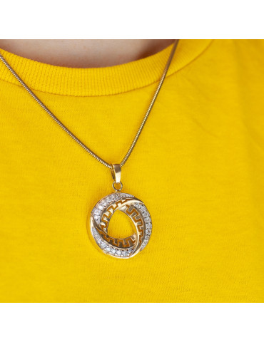 ZŁOTY WISIOREK KOŁO WZÓR GRECKI Z CYRKONIAMI PR. 585