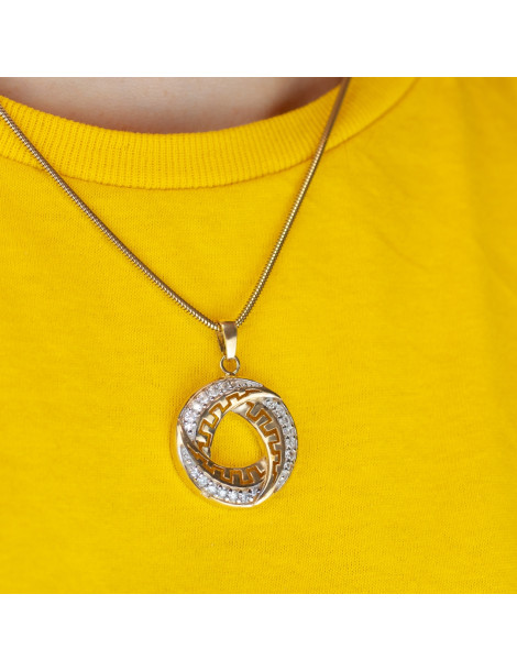 ZŁOTY WISIOREK KOŁO WZÓR GRECKI Z CYRKONIAMI PR. 585