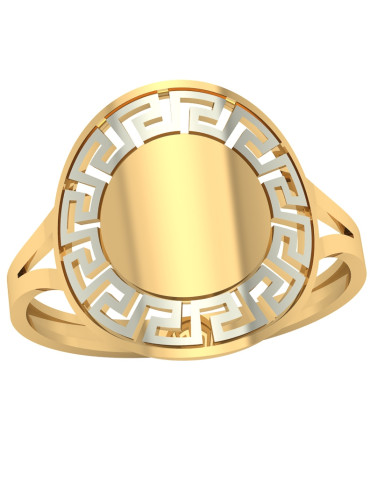 DUŻY OKRAGŁY PIERŚCIONEK ZARĘCZYNOWY WZÓR GRECKI ZE ZŁOTA PR. 585