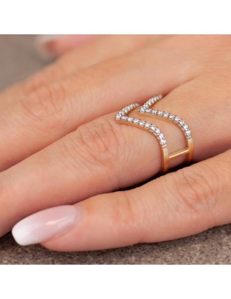 ZŁOTY PIERŚCIONEK ZARĘCZYNOWY DWUCZĘŚCIOWY PR. 585