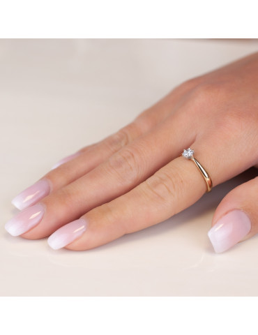 KLASYCZNY MINIMALISTYCZNY ZŁOTY PIERŚCIONEK ZARĘCZYNOWY Z DUŻĄ CYRKONIĄ ZŁOTO PRÓBY 585