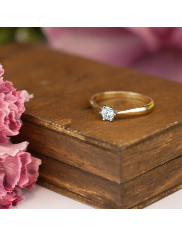 KLASYCZNY MINIMALISTYCZNY ZŁOTY PIERŚCIONEK ZARĘCZYNOWY Z DUŻĄ CYRKONIĄ ZŁOTO PRÓBY 585