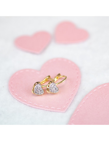 ZŁOTY KOMPLET SERDUSZKA Z CYRKONIAMI PR. 585