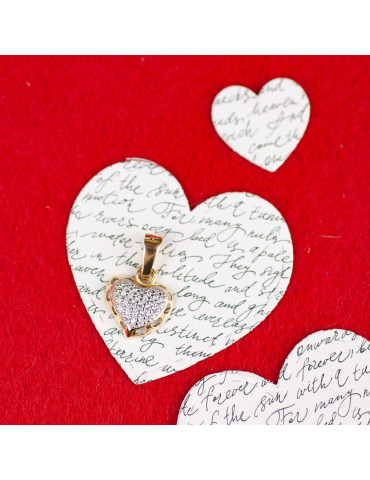 ZŁOTY KOMPLET SERDUSZKA Z CYRKONIAMI PR. 585