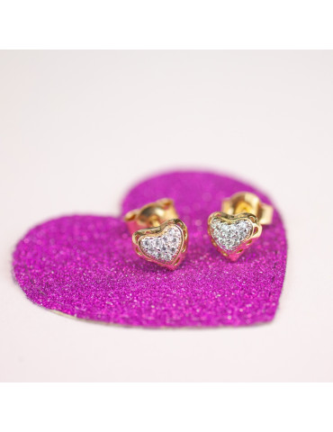 ZŁOTY KOMPLET SERDUSZKA Z CYRKONIAMI PR. 585