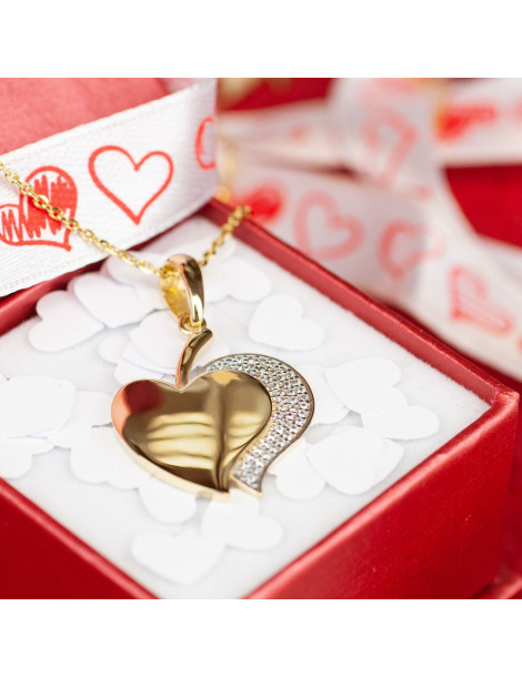 ZŁOTY WISIOREK SERCE Z CYRKONIAMI PR. 585