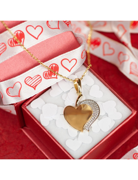 ZŁOTY WISIOREK SERCE Z CYRKONIAMI PR. 585