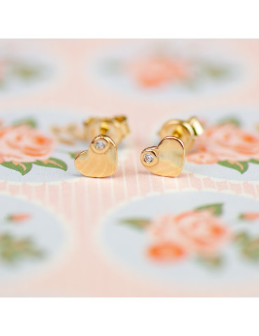ZŁOTE KOLCZYKI SERDUSZKA Z CYRKONIAMI NA SZTYFT PR. 333