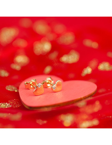 ZŁOTE KOLCZYKI SERDUSZKA Z CYRKONIAMI NA SZTYFT PR. 333