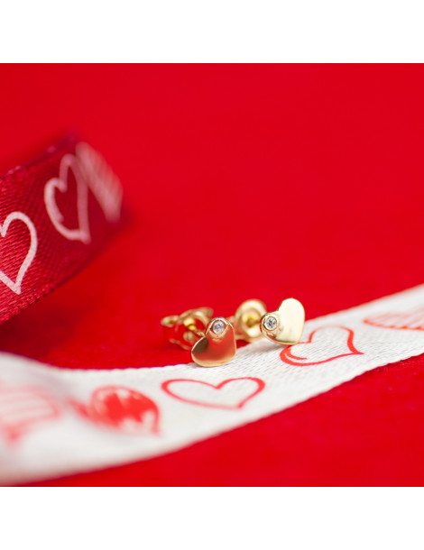 ZŁOTE KOLCZYKI SERDUSZKA Z CYRKONIAMI NA SZTYFT PR. 333