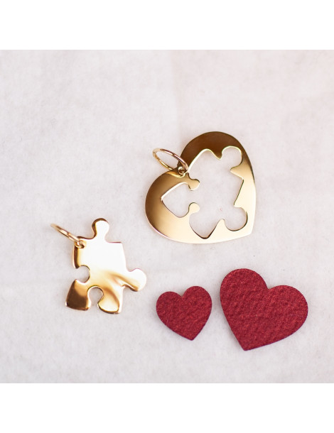 ZŁOTE WISIORKI SERCE Z PUZZLEM PR. 333 + GRAWER