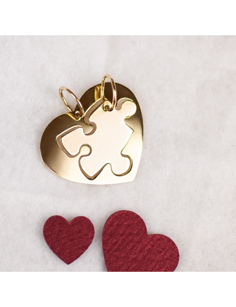 ZŁOTE WISIORKI SERCE Z PUZZLEM PR. 333 + GRAWER