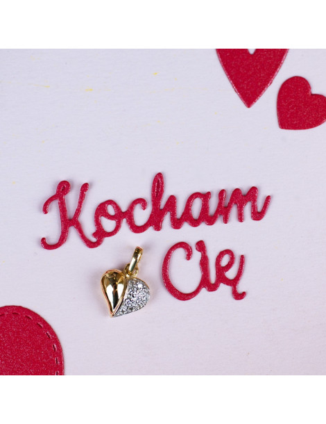 ZŁOTY WISIOREK SERDUSZKO Z CYRKONIAMI PR. 585