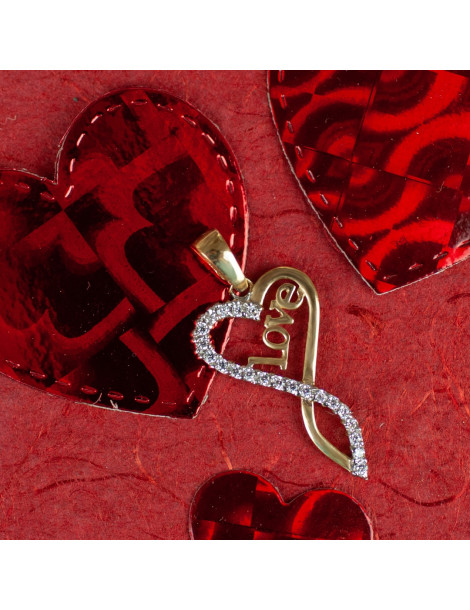 ZŁOTY WISIOREK SERDUSZKO LOVE Z CYRKONIAMI PR. 333