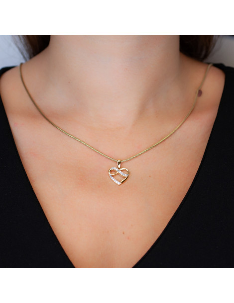 ZŁOTY WISIOREK SERCE ZNAK NIESKOŃCZONOŚCI INFINITY Z CYRKONIAMI PR. 333