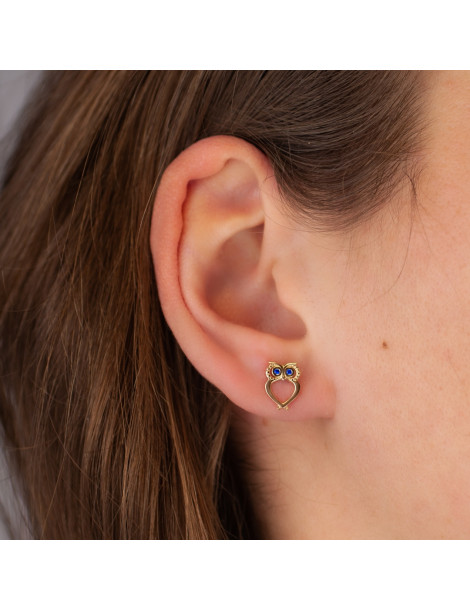 ZŁOTY KOMPLET SOWY Z SZAFIRAMI PR. 585