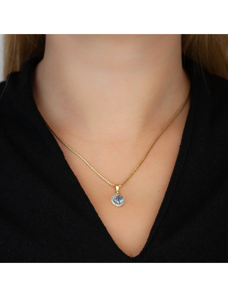 ZŁOTY WISIOREK Z AKWAMARYNEM PR. 585