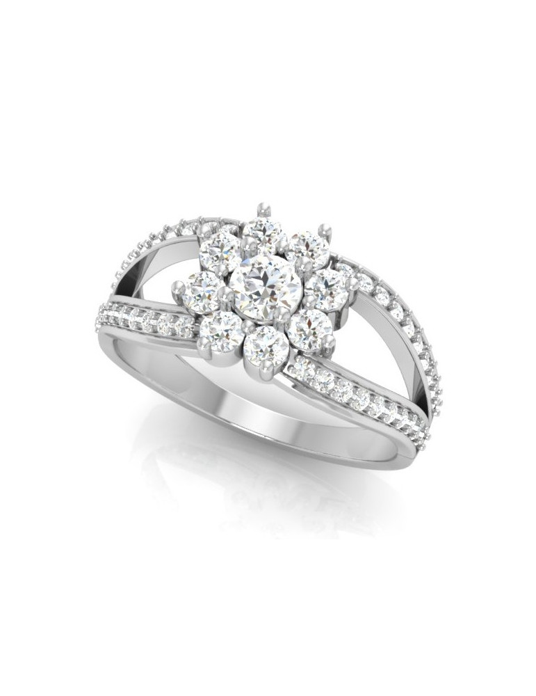 SREBRNY PIERŚCIONEK KWIAT Z CYRKONIAMI PR. 925 RODOWANY