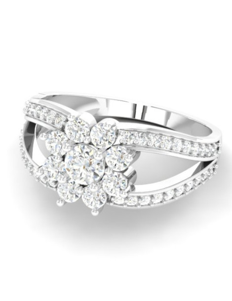 SREBRNY PIERŚCIONEK KWIAT Z CYRKONIAMI PR. 925 RODOWANY